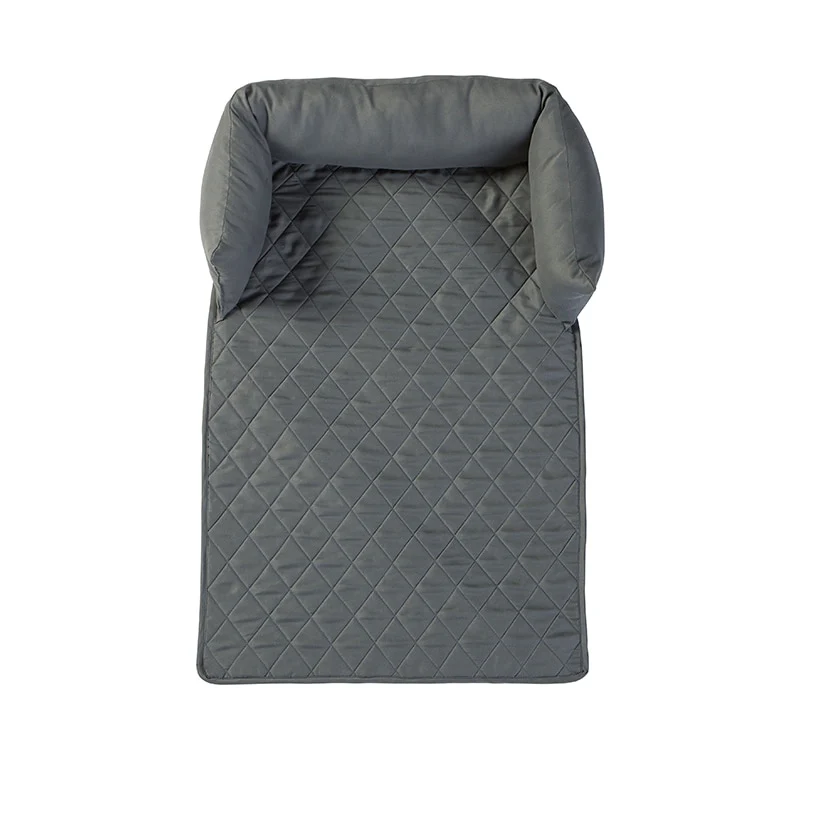 Quilted Pet Bed with Headrest - Image 2