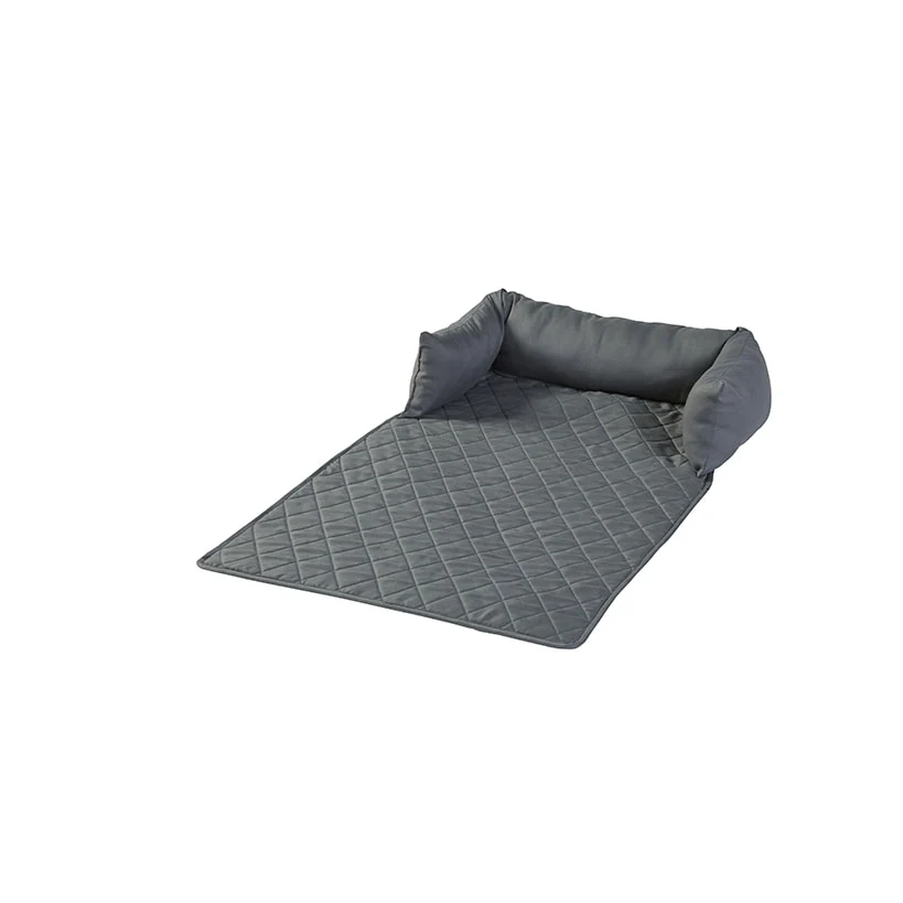 Quilted Pet Bed with Headrest - Image 4