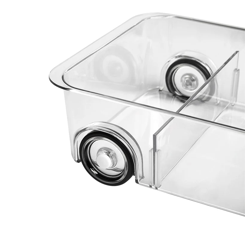 Roll Out Refrigerator Organizer Storage Drawer with Dividers - Image 2