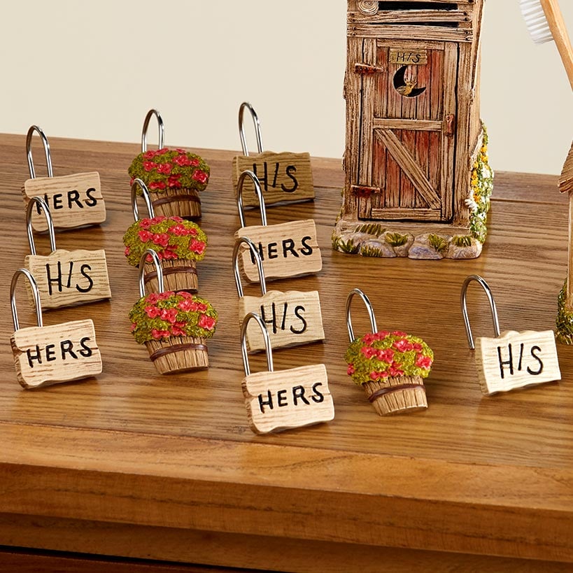 Rustic Charm Bath Shower Curtain Hooks Set of 12 - Image 3