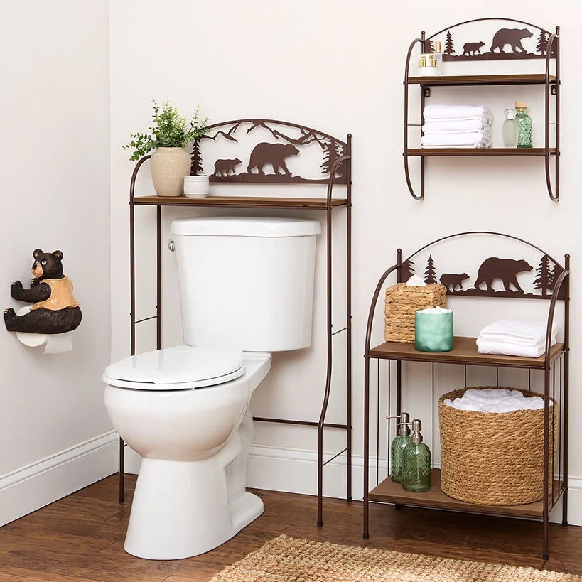 Rustic Lodge Bear Wall Shelf Rack - Image 2