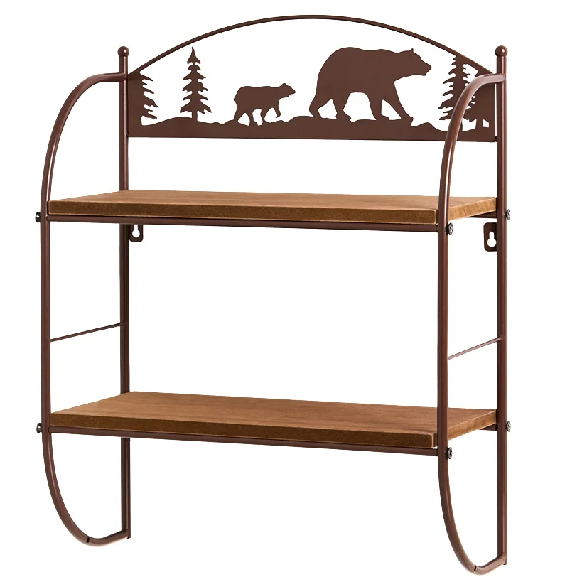 Rustic Lodge Bear Wall Shelf Rack - Image 3