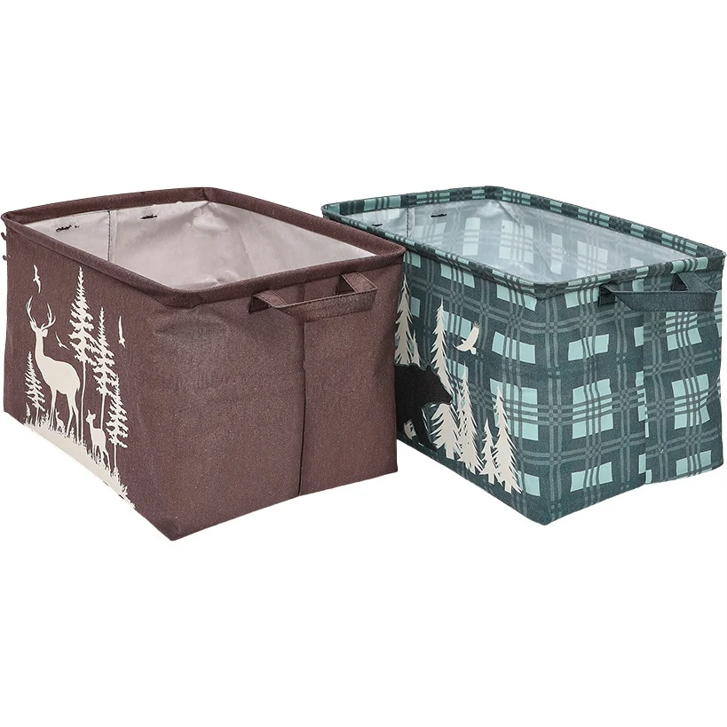 Rustic Printed Home Storage Decor Polyester Baskets Set of 2 - Image 8