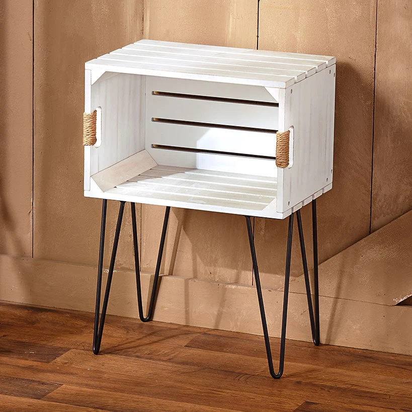Rustic Wood-Like Crate End Table - Image 2