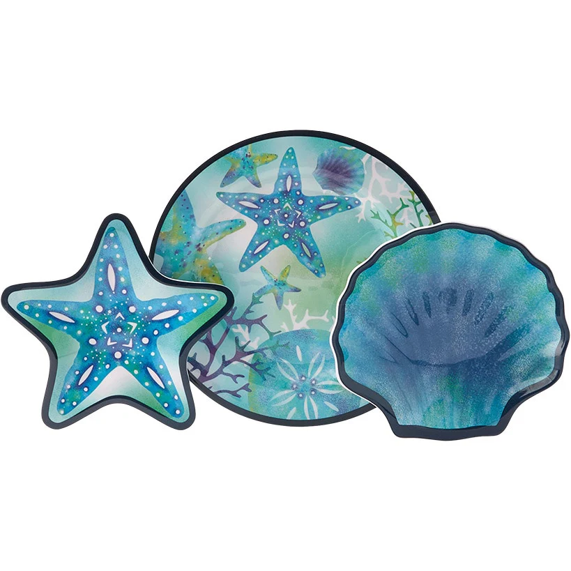 Seaside Beach Shell Melamine Dessert Plates Set of 4 - Image 2