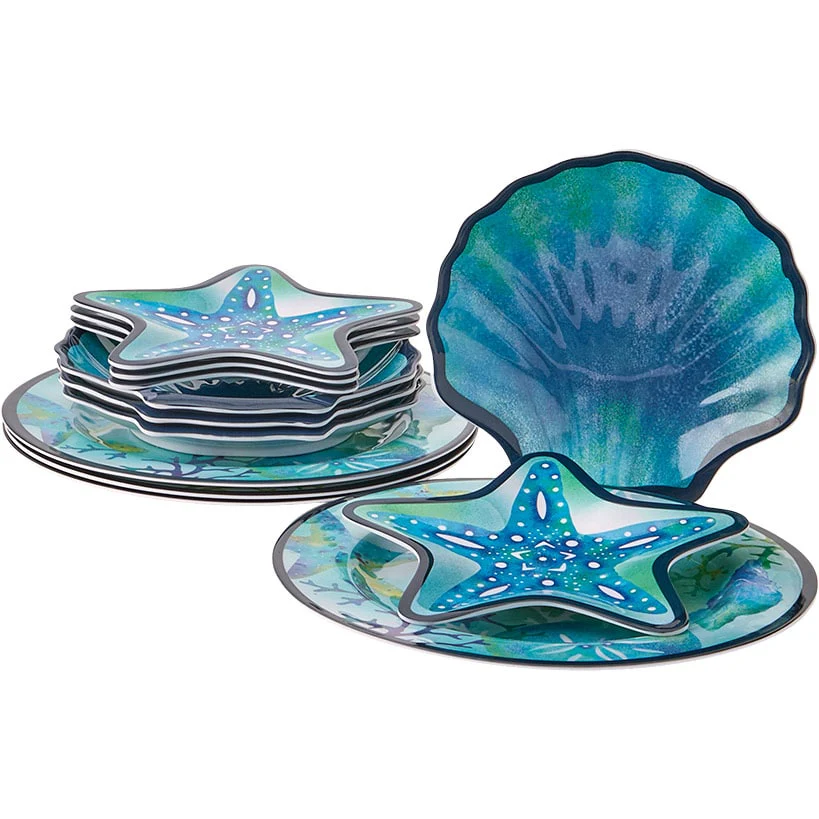 Seaside Beach Shell Melamine Dessert Plates Set of 4 - Image 5
