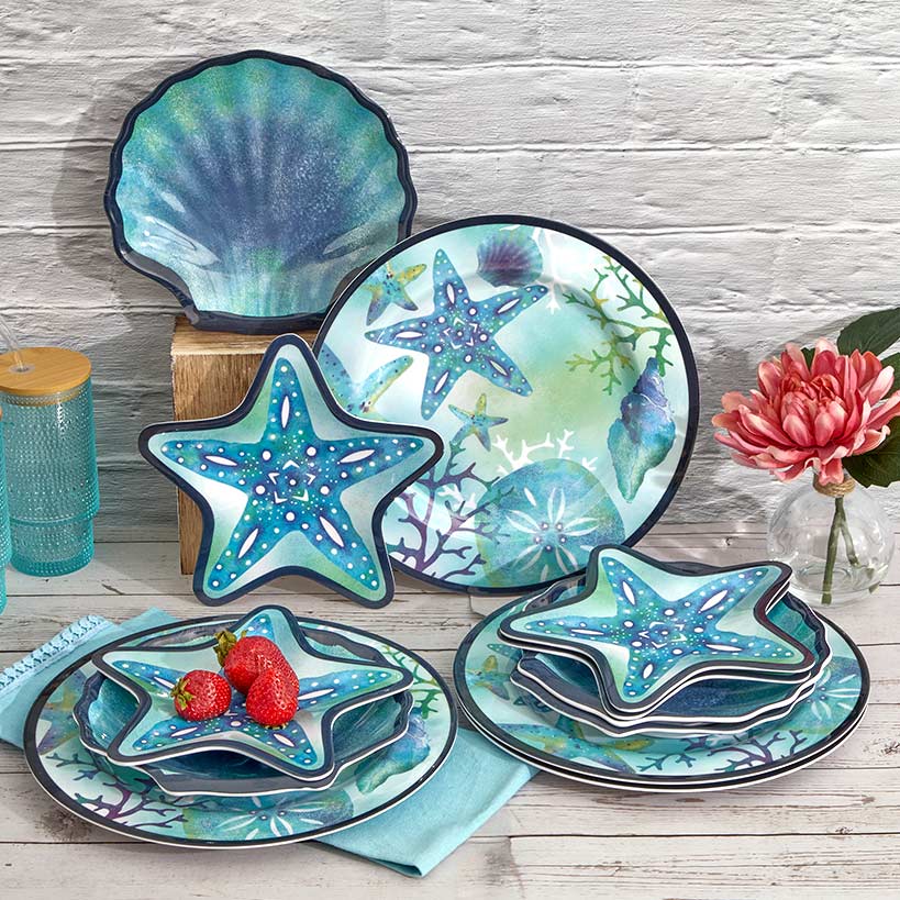 Seaside Beach Shell Melamine Dessert Plates Set of 4 - Image 6