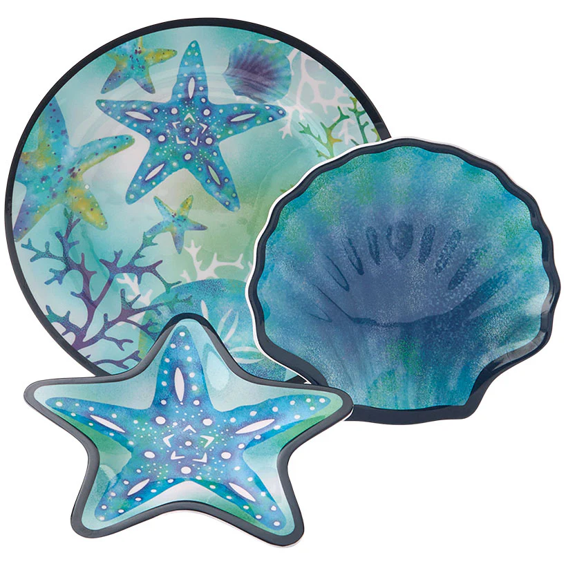Seaside Beach Starfish Melamine Salad Plates Set of 4 - Image 3