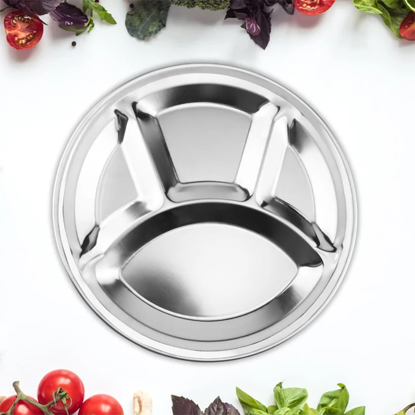 Sectioned Dinner Plate for Adults 11" Round Stainless Steel - Image 2
