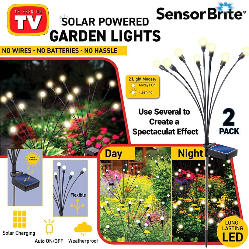 Sensor Brite® Solar Powered Adjustable Garden Firefly Lights-Set Of 2