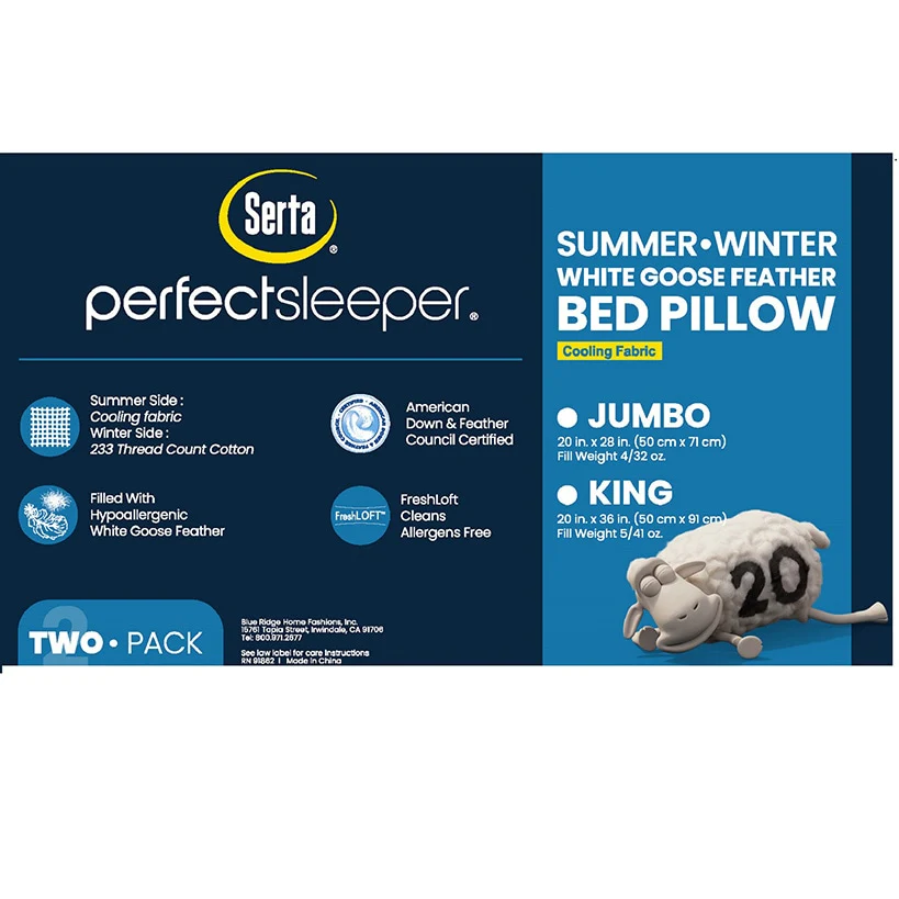 Serta 2-Pk. Summer and Winter Goose Feather Pillows - Image 6