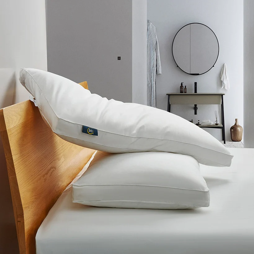 Serta White Goose Feather and Down Fiber Gusseted Pillow 2-Pk - Image 8