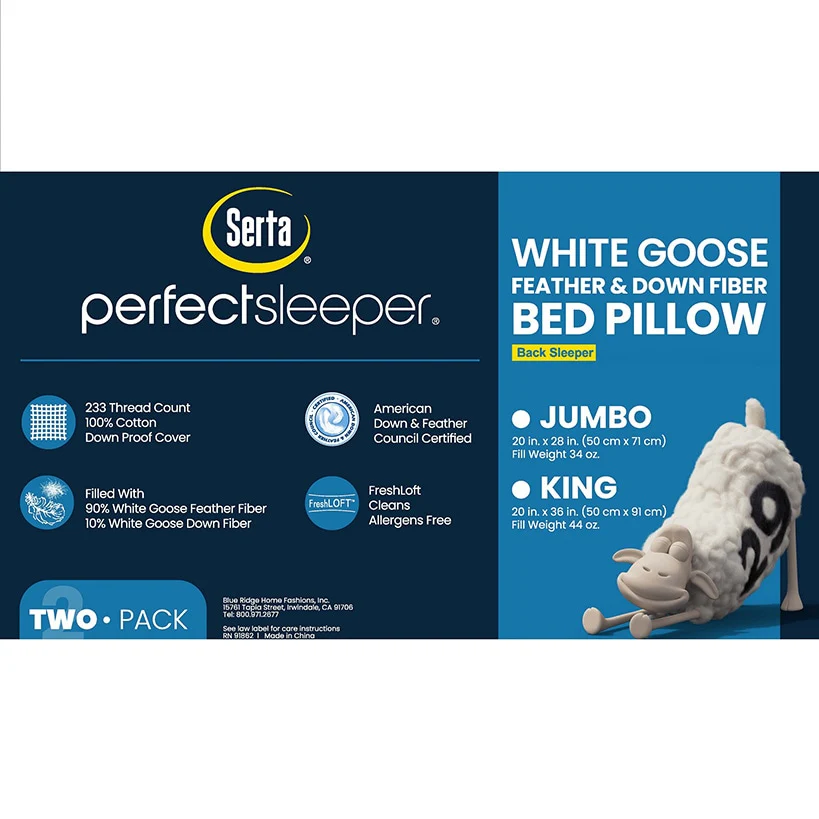 Serta White Goose Feather and Down Fiber Pillows 2-Pk. - Image 3