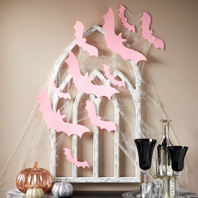 Halloween Pink Bats Set of 10