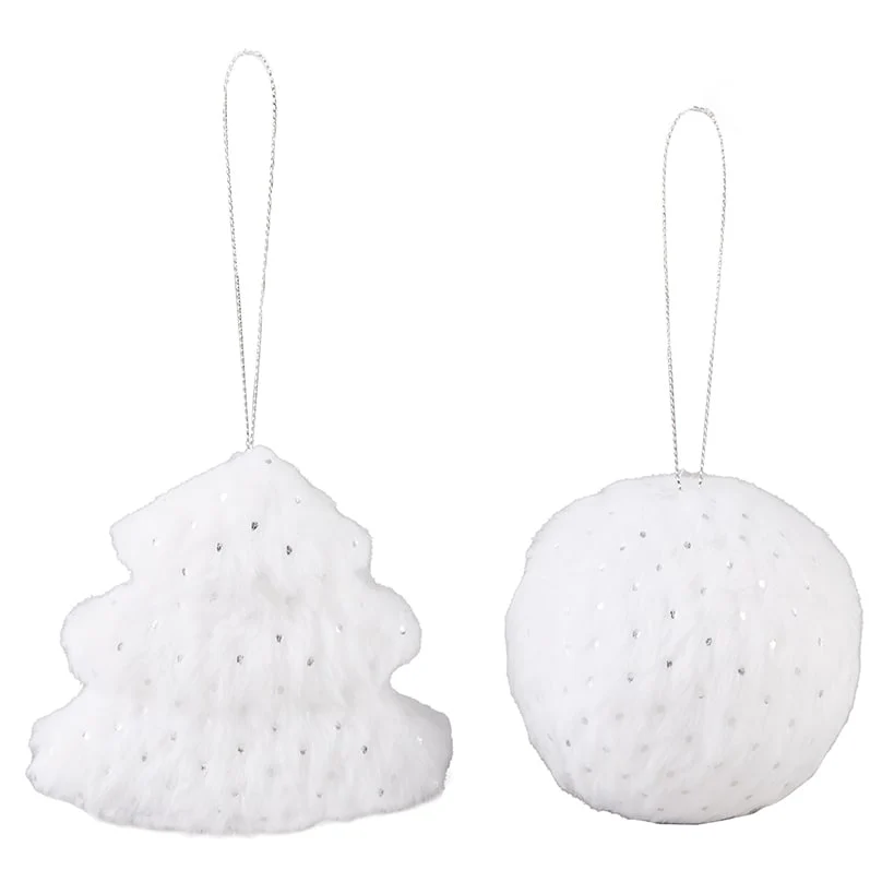 Set of 2 Faux Fur Ornaments - Image 2