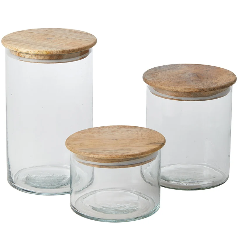Set of 3 Canisters with Wood Lids - Image 4
