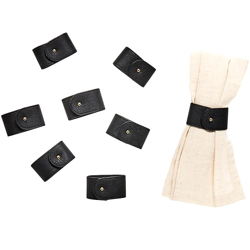 Set of 8 Faux Leather Napkin Rings - Image 2