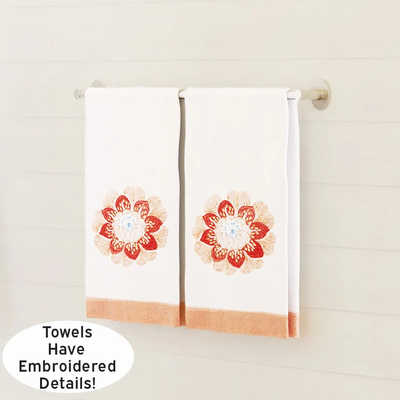 Shana Spring Floral Embroidered Hand Towels, Set of 2