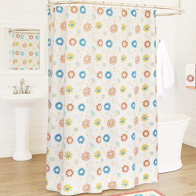 Shana Spring Floral Shower Curtain with Buttonholes - Image 3