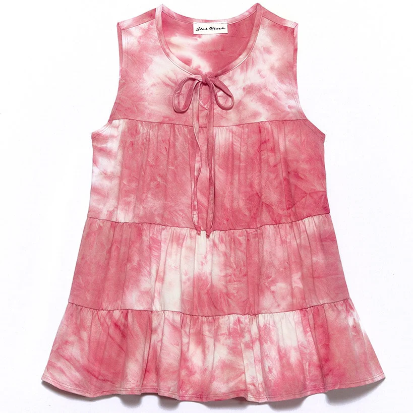 Sleeveless Tie-Dye Tiered Top - Image 6