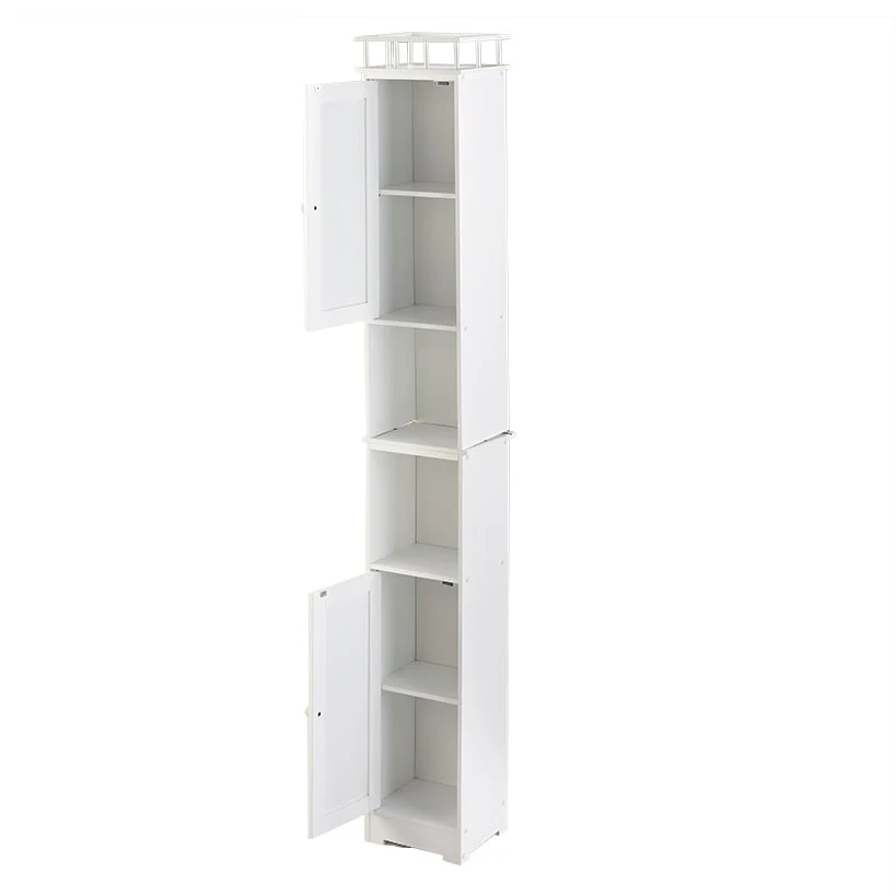 Slim Bathroom Freestanding Storage Cabinet with Shelves and Cupboards - Image 3