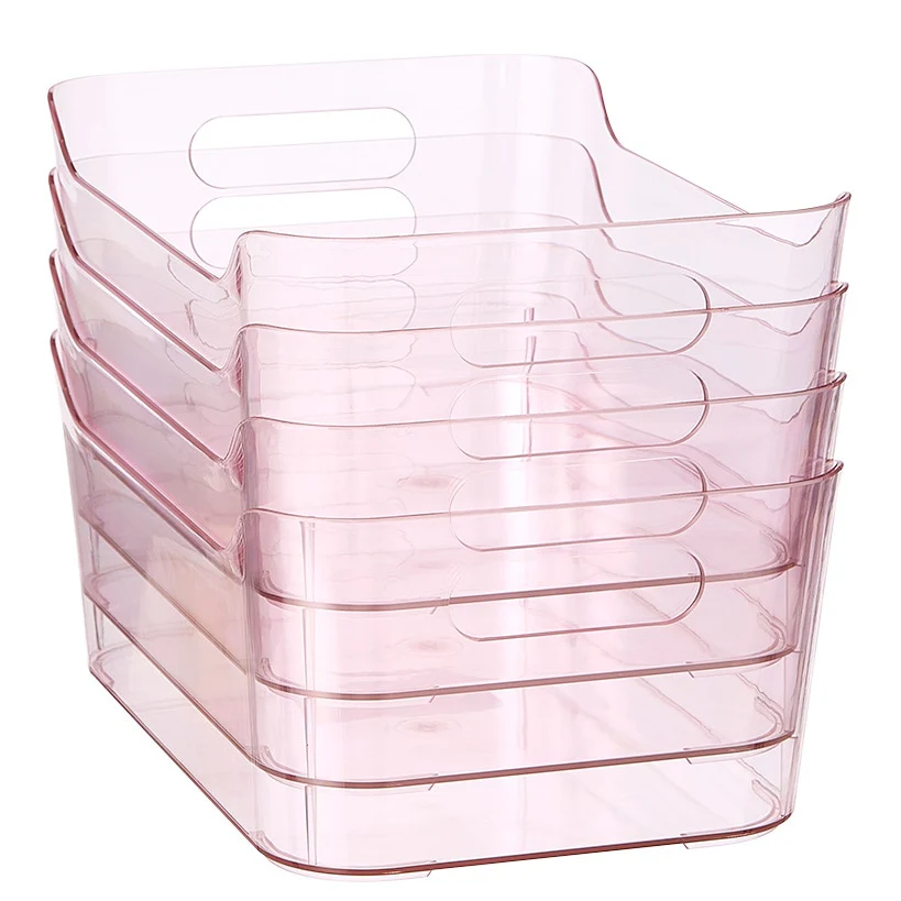 Small Plastic Storage Bins in Blush - Set of 4 - Image 2
