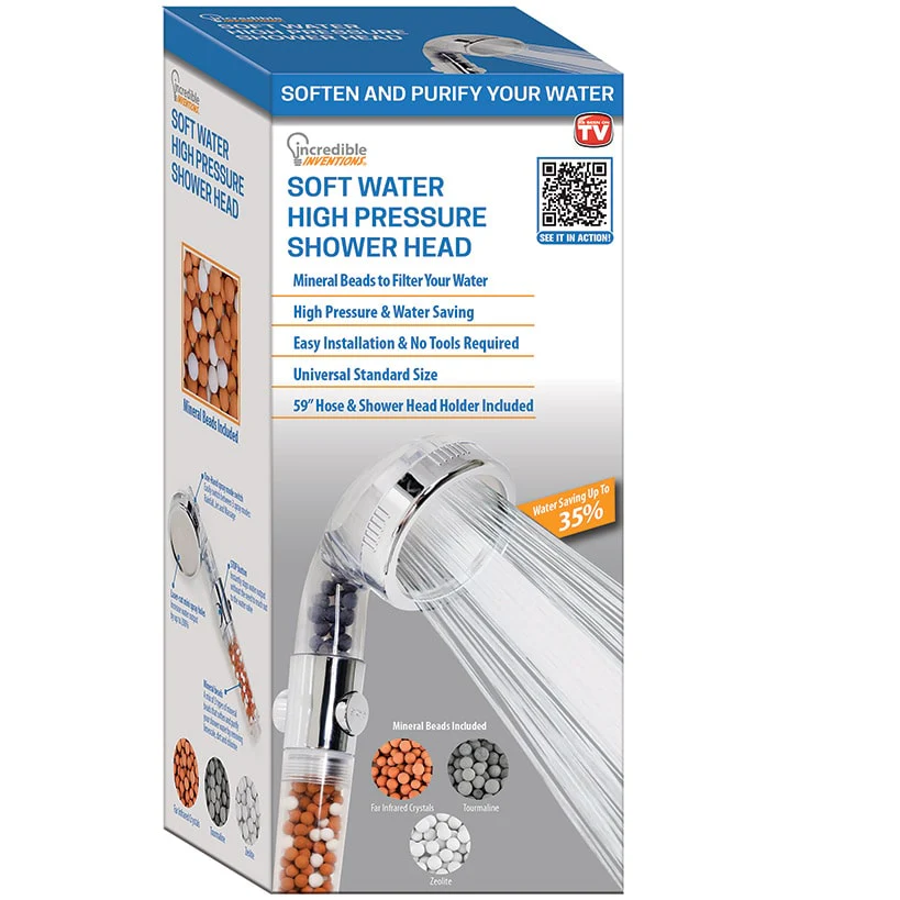 Soft Water High Pressure Shower Head - With 3 Spray Modes and Mineral Beads - Image 4