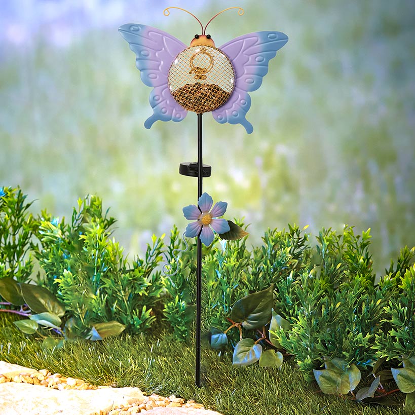 Solar Birdfeeder Stakes Flower or Butterfly - Image 3