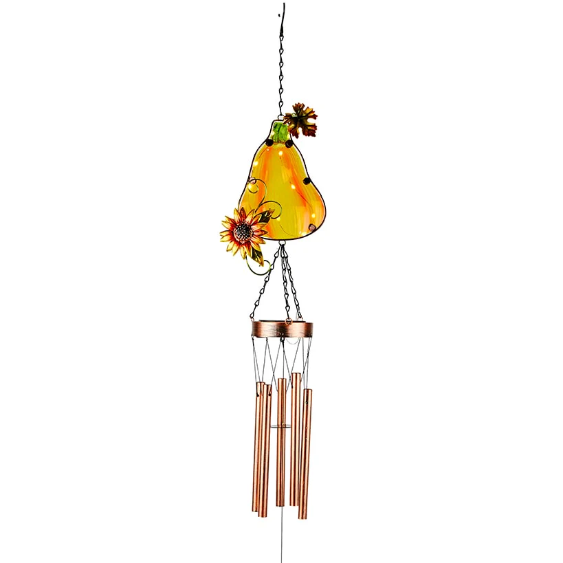 Fall-Themed Solar Gourd Wind Chime - Image 2