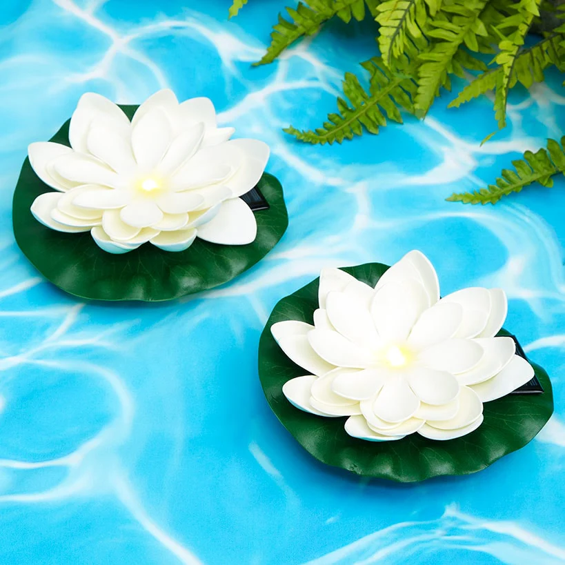 Solar Floating LED Flower Lights - Pink or White Set of 2 - Image 3