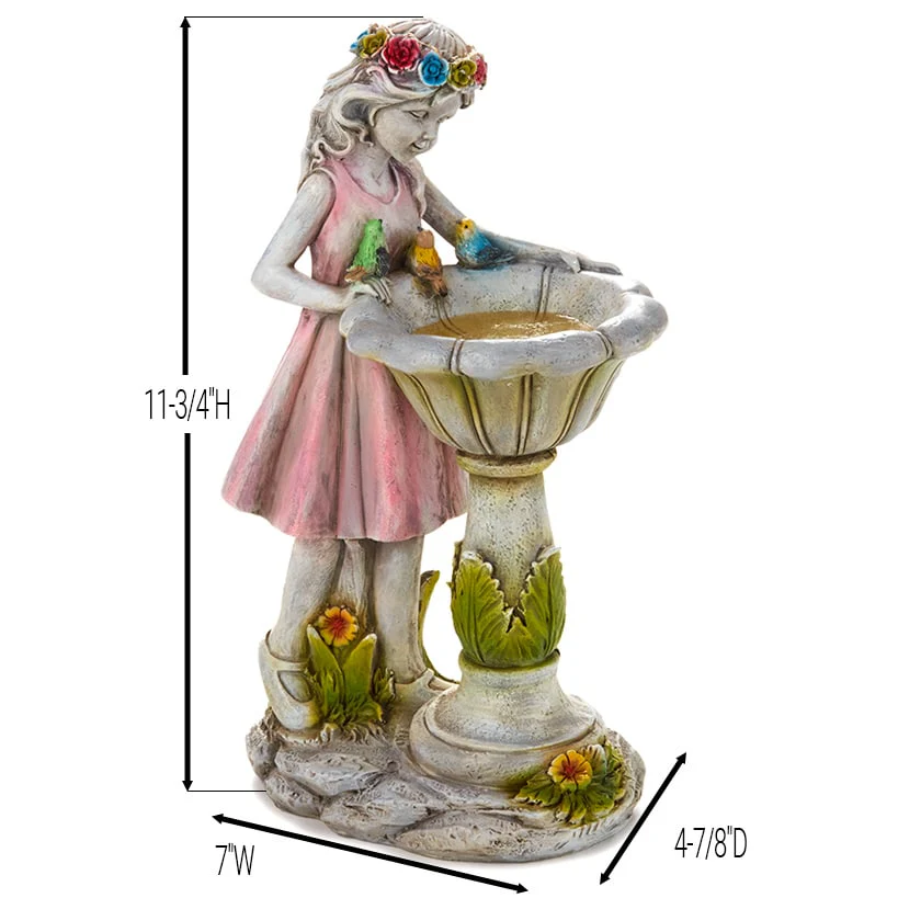 Solar Girl Bird Bath with LED Lights - Image 3