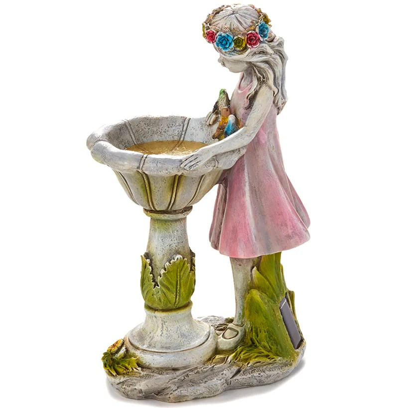 Solar Girl Bird Bath with LED Lights - Image 4