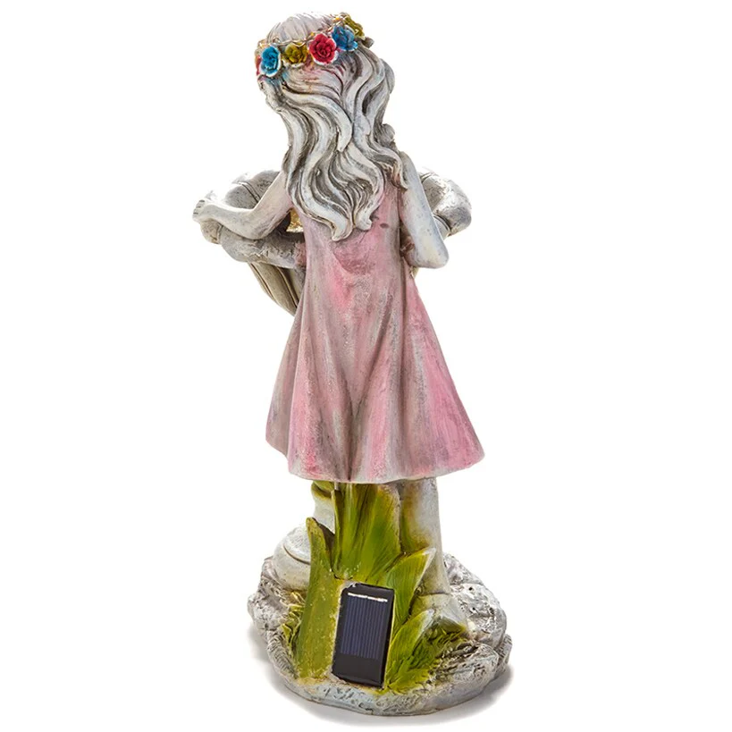Solar Girl Bird Bath with LED Lights - Image 5