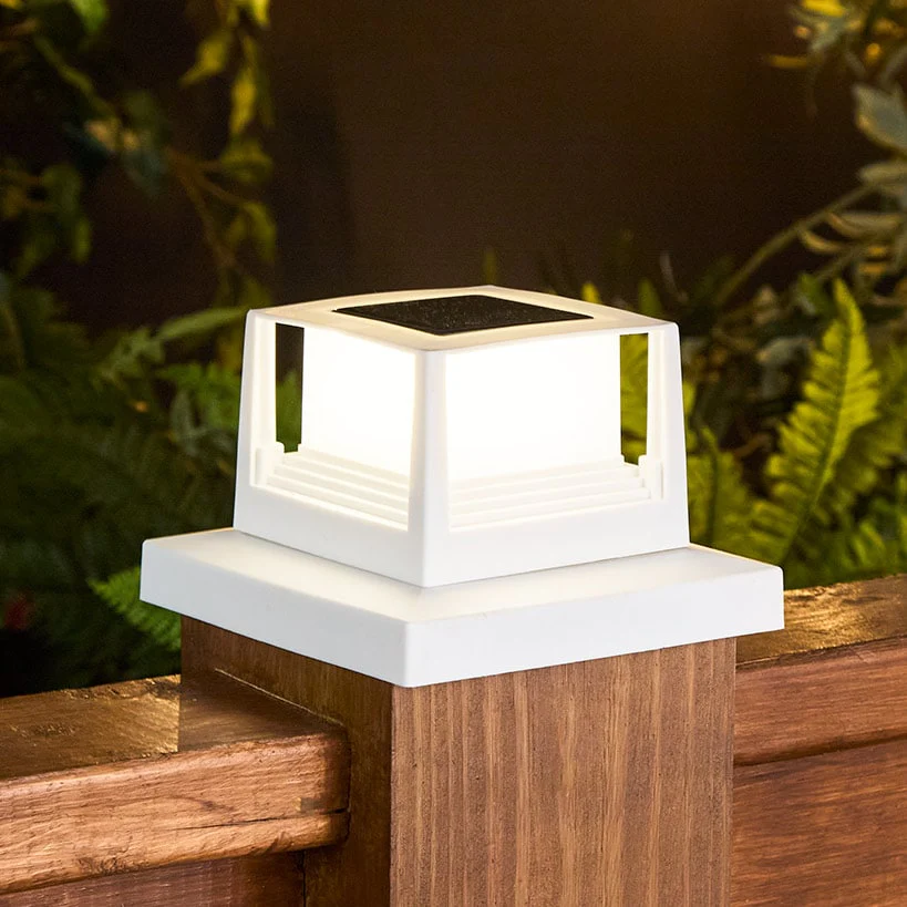 Solar Post Cap Light Square For Deck or Fence - Black or White - Image 3