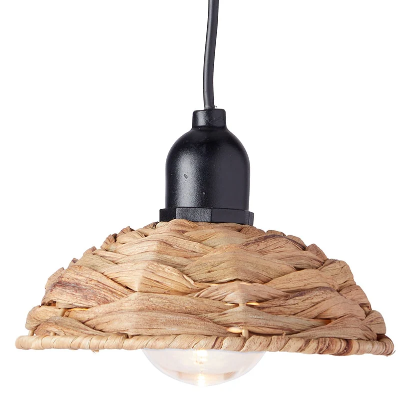 Solar-Powered Small Rattan Pendant Light – Natural and Brown - Image 7