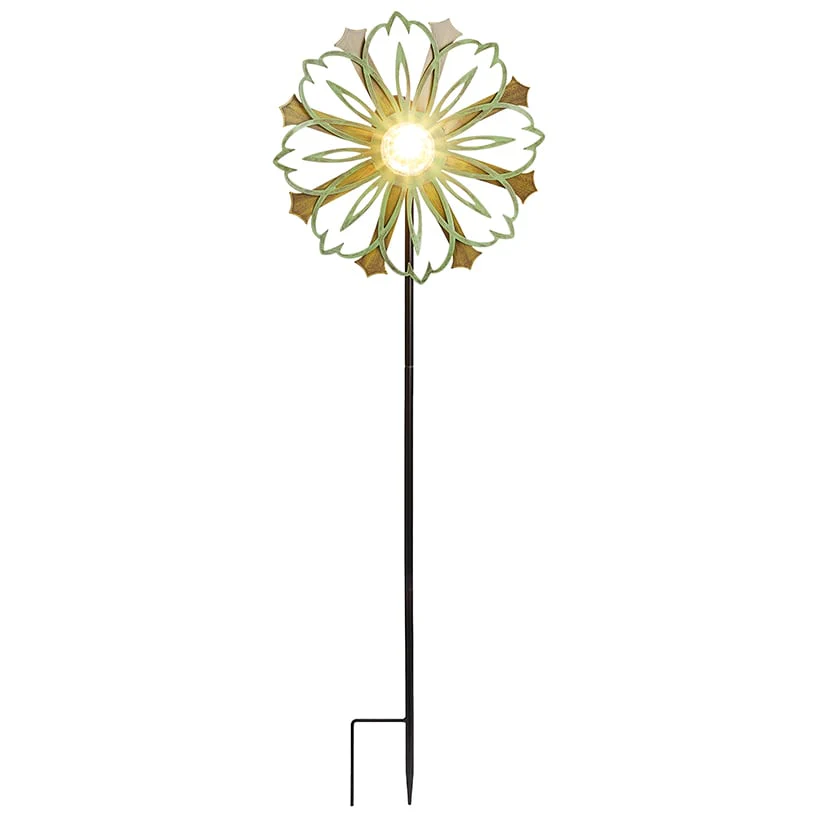 Solar-Powered Copper Patina Wind Spinner - Image 3