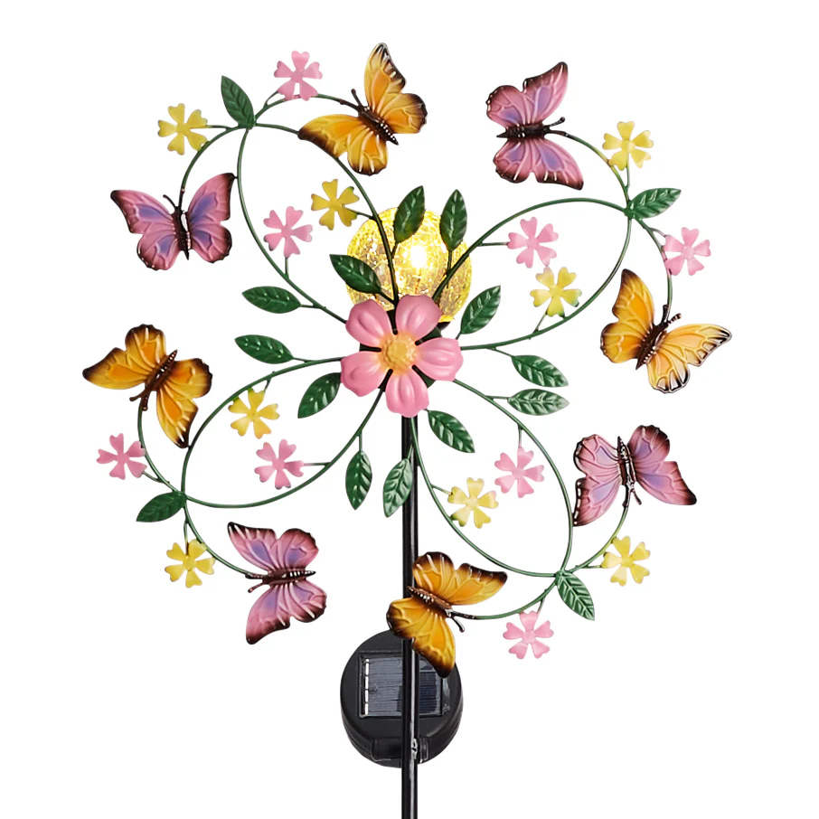 Spring Butterfly Spinning Solar Garden Stake - Image 3