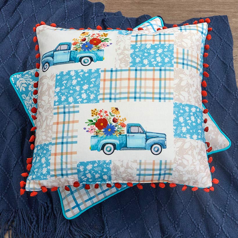 Spring Themed Embroidered Decorative Pillow - Image 2