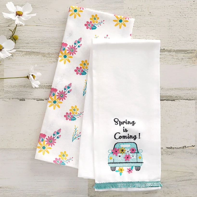 Spring Truck Embroidered Kitchen Towels, Set of 2 - Image 3