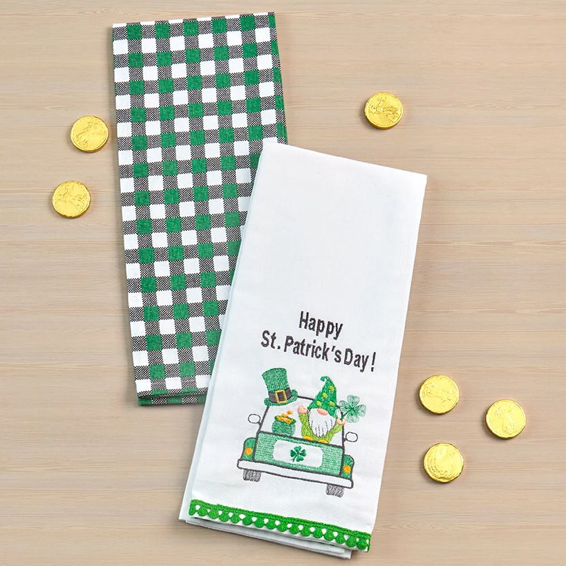 St Patrick's Day Embroidered Kitchen Towels, Set of 2 - Image 2