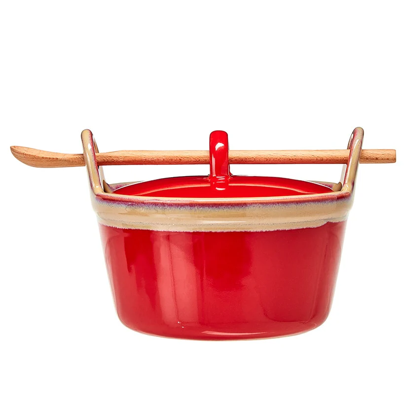 Stoneware Casserole Dish with Wooden Spoon - Image 4
