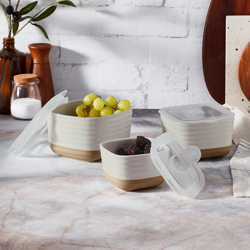 Stoneware Food Storage Container Set - 6-Pc.