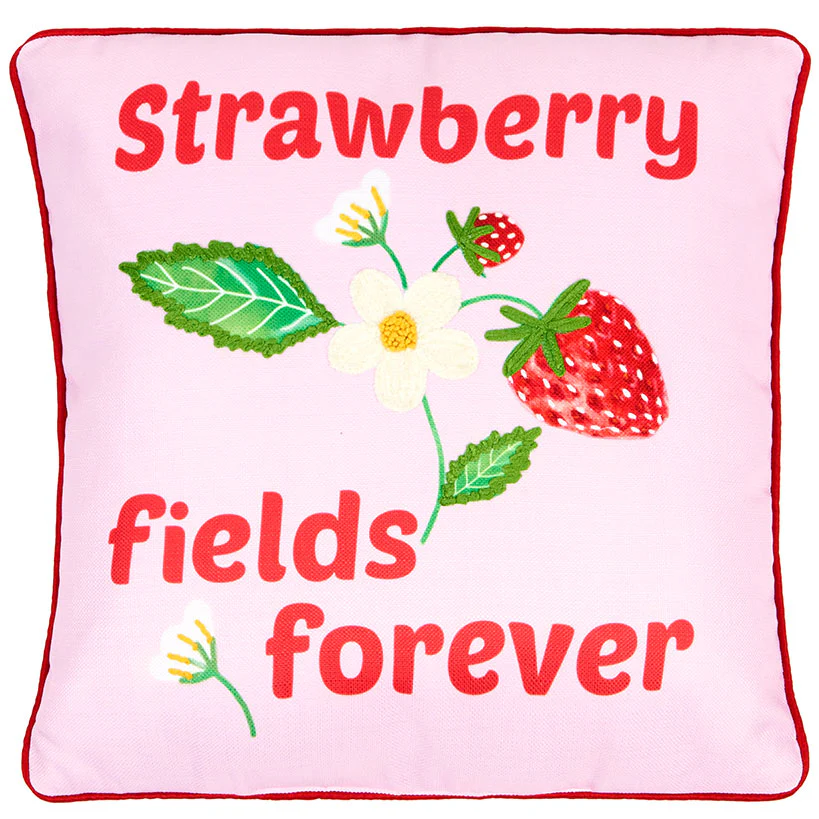 Strawberry Garden Embroidered Decorative Pillow - Image 6