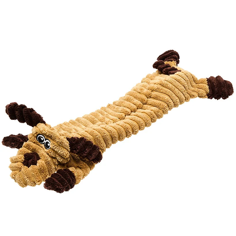 Stuffing-Free Soft Plush Corduroy Dog Chew Toy Pig Cow Or Dog Shaped - Image 5