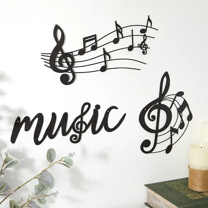 Stylish Metal Music Wall Art Decor Set of 2 - Image 2