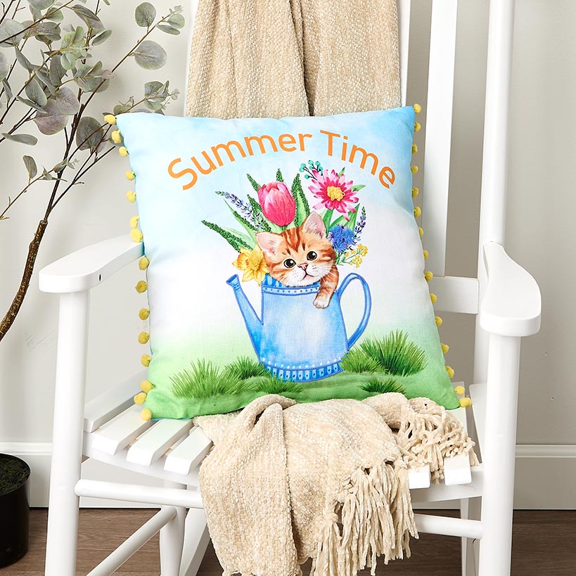 Summertime Pet Embroidered Decorative Pillow - Image 2