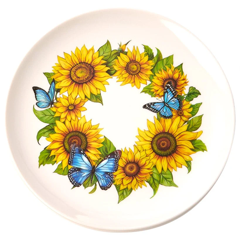 Sunflower and Butterfly 8" Melamine Plates - Set of 4 - Image 2