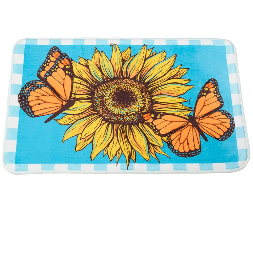 Sunflower and Butterfly Shower Curtain or Memory Foam Bath Rug - Image 3