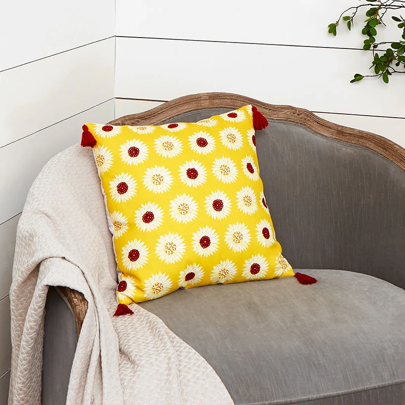 Sunflower Embroidered Decorative Pillow - Image 4