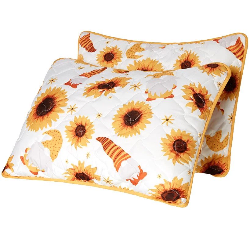 Sunflowers and Gnomes Full/Queen or King Quilt, Sham, or Accent Pillow - Image 3